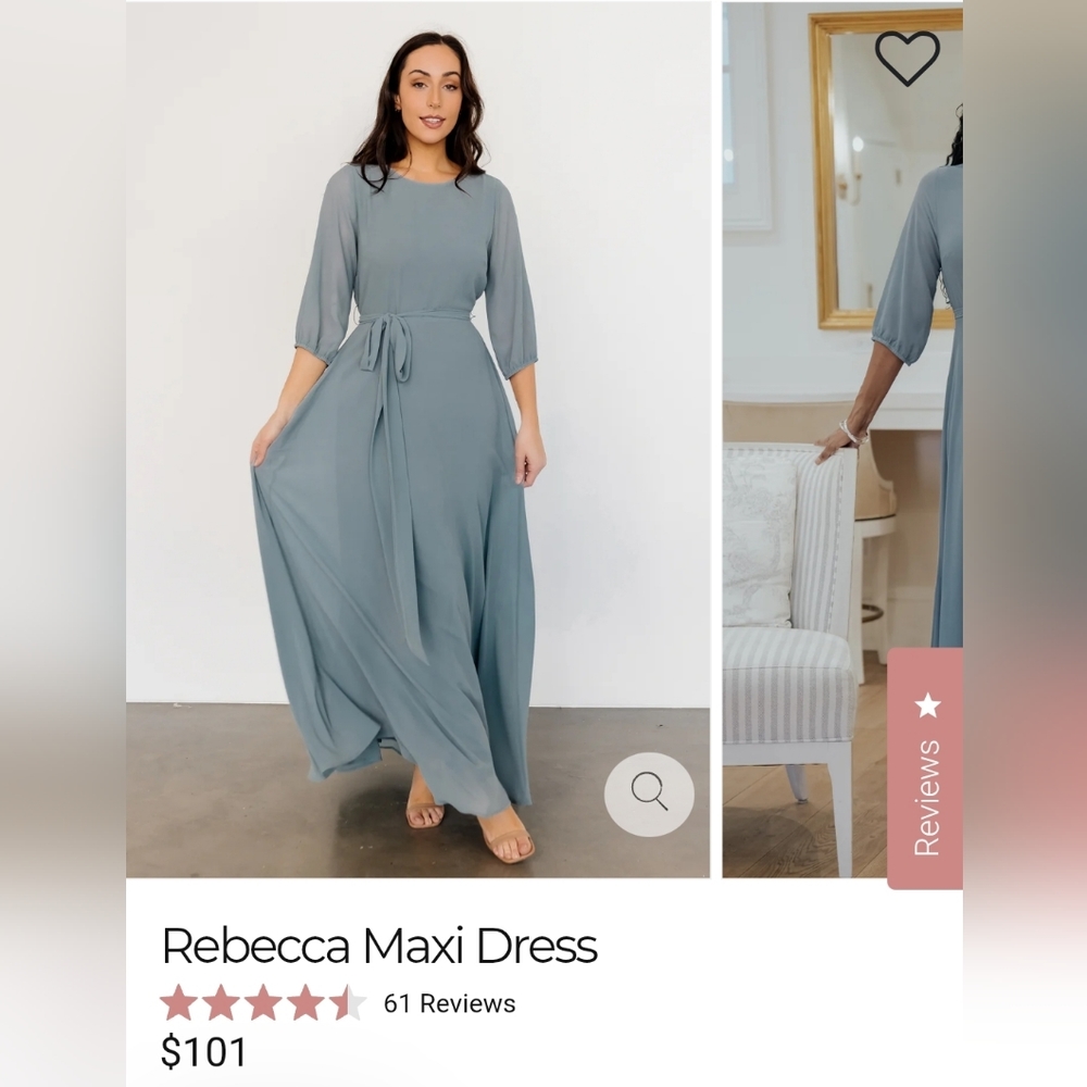 BalticBorn XL Dusty Blue Maxi Dress "Rebecca"